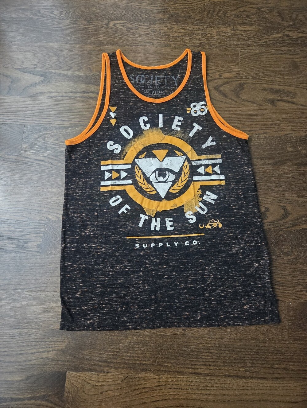 Society of the Sun Graphic Tank Top - Black & Orange Sz.M